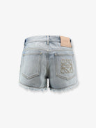 Loewe Paula's Ibiza-Blue denim bermuda shorts with frayed edges - Washed Blue