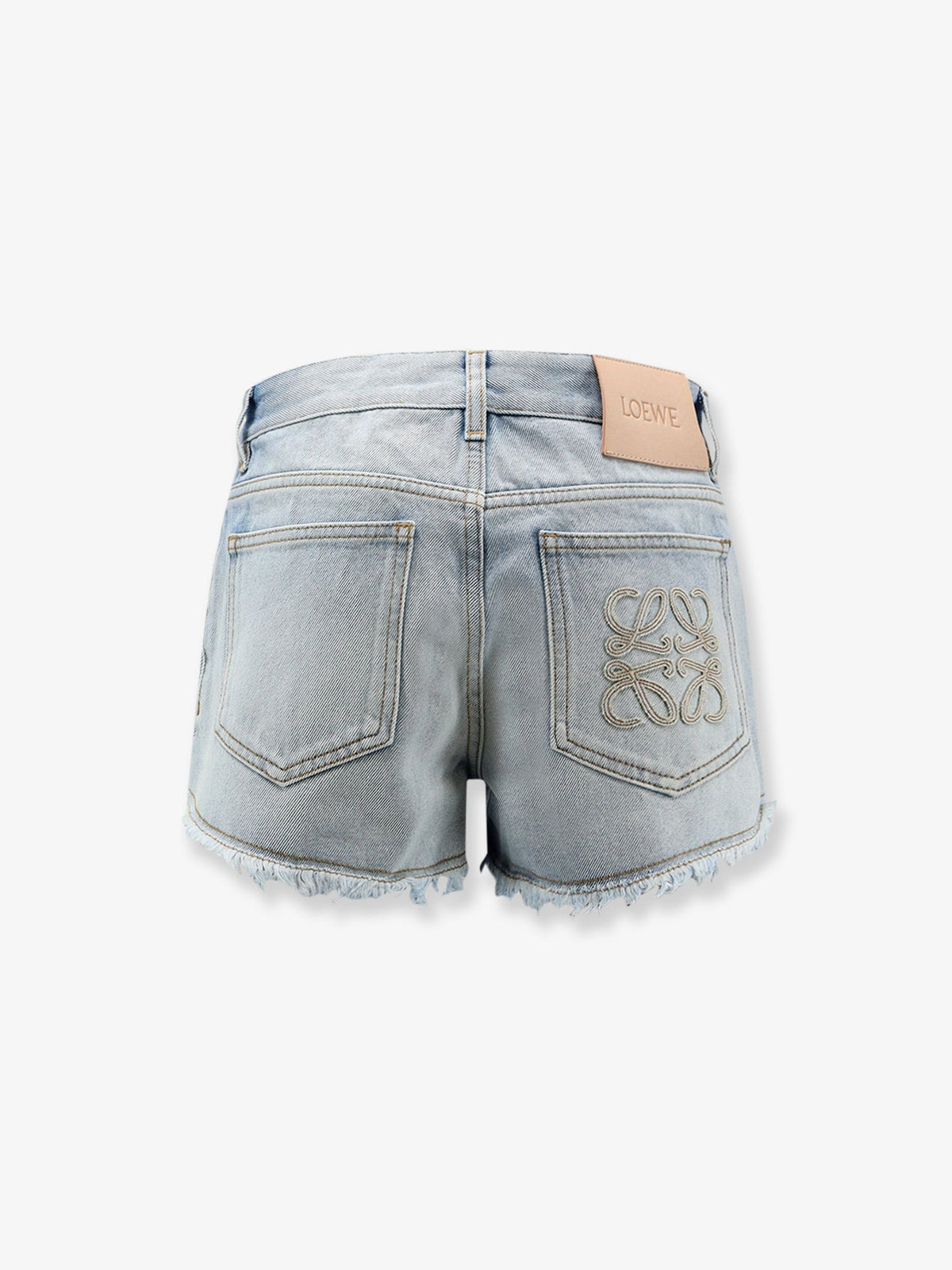 Loewe Paula's Ibiza-Blue denim bermuda shorts with frayed edges - Washed Blue