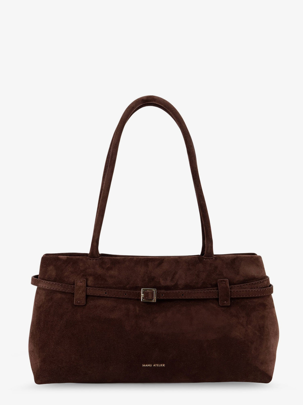Manu Atelier Le Cambon East West suede shoulder bag - Deep Brown