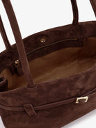 Manu Atelier Le Cambon East West suede shoulder bag - Deep Brown