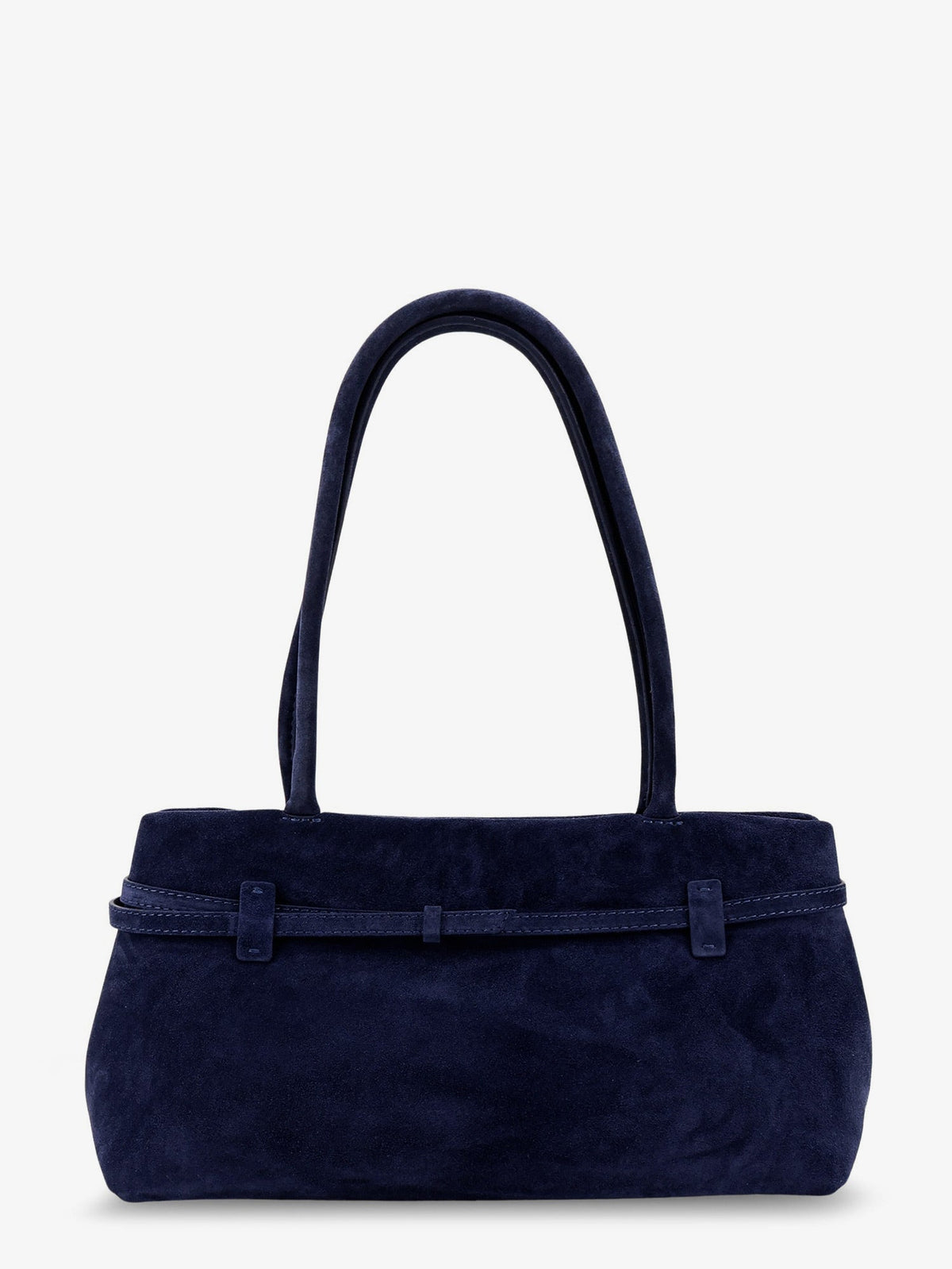 Manu Atelier Le Cambon East West suede shoulder bag - Dark Navy