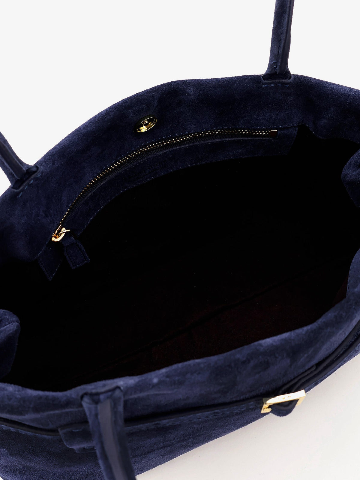Manu Atelier Le Cambon East West suede shoulder bag - Dark Navy