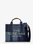 Marc Jacobs The denim Medium handbag with front logo print - Bluedenim