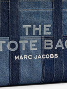 Marc Jacobs The denim Medium handbag with front logo print - Bluedenim