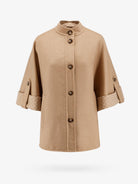 Max Mara Virgin wool and cashmere cape wih pockets on the front - Beige