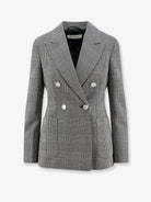 Max Mara Mxmaccordo double-breasted virgin wool blazer - Blumarinobianco