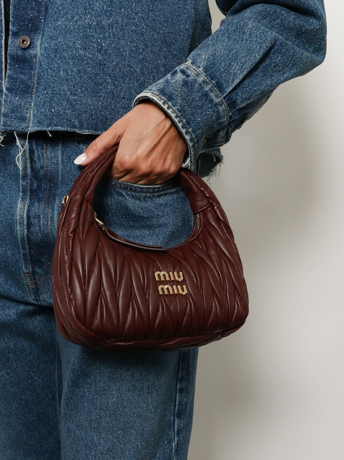 Miu Miu Wander quilted leather shoulder bag - Bordeaux