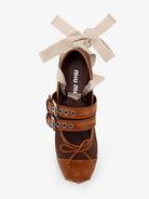 Miu Miu Canvas and leather blend ballerinas - Cacao