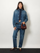 Miu Miu Denim shirt with Logo Patch - Bleu
