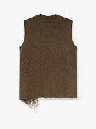 MM6 Maison Margiela Wool blend vest with used effect - Khakiblack