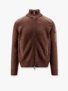 Moncler Virgin wool cardigan with Logo patch - Marrone