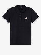 Moncler Cotton polo shirt with logo patch - Nero