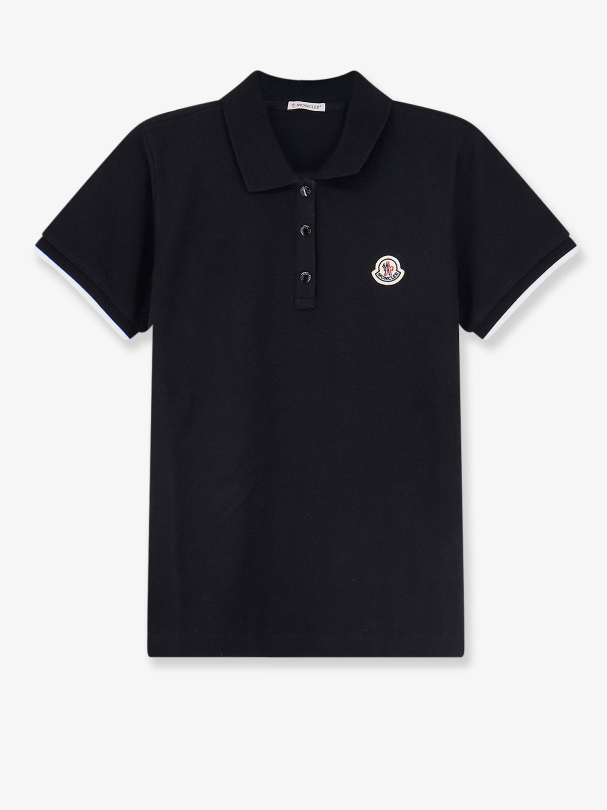 Moncler Cotton polo shirt with logo patch - Nero