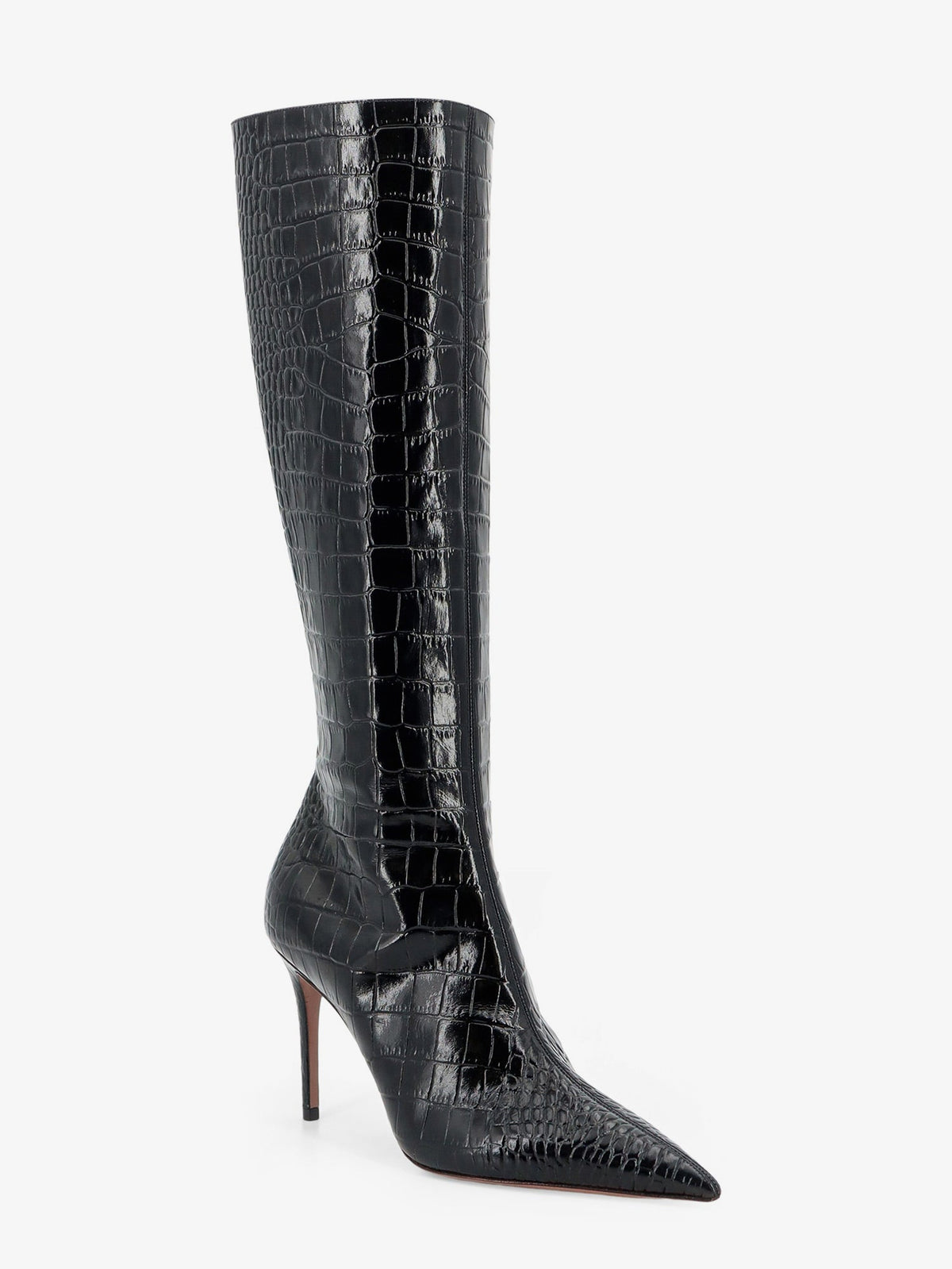 Paris Texas Vera 85 croco effect leather boots - Carbone