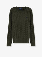 Polo Ralph Lauren Cotton sweater with embroidered logo on the front - Oliveshrubheather