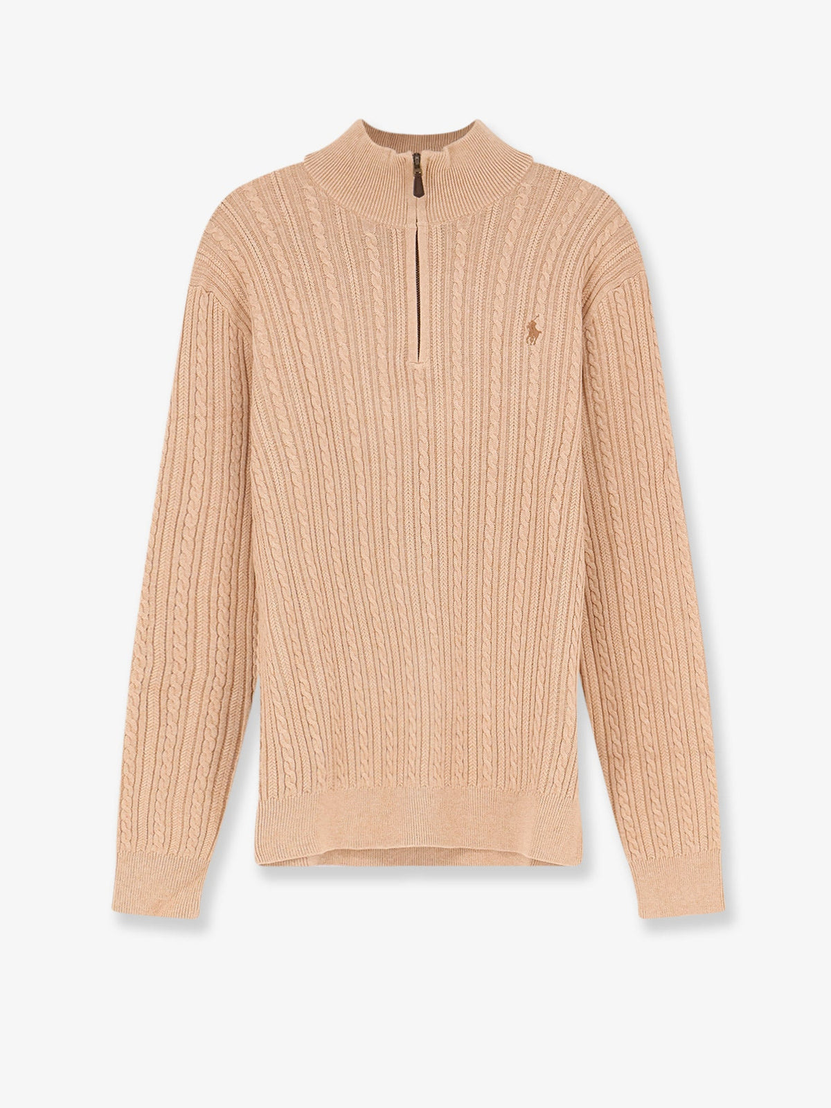 Polo Ralph Lauren Cable knit cotton sweater with zip - Camelmelange