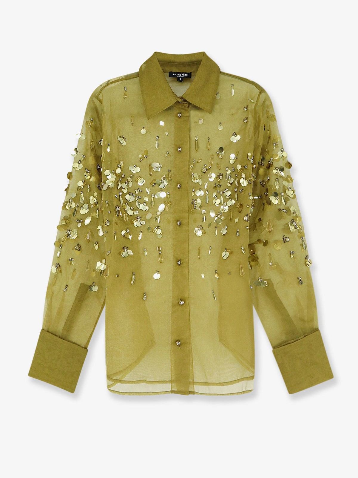 Retrofete Voile shirt with sequins and rhinestones - Basil