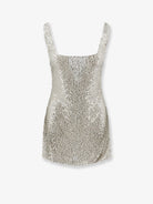 Retrofete Mini dress with seqiuins and rhinestones - Silver