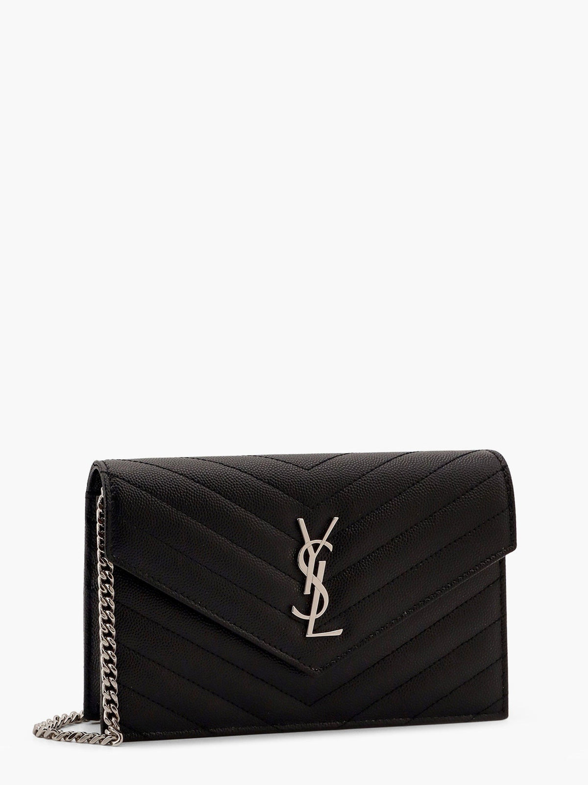 Saint Laurent Cassandre Pochette grain-de-poudre leather crossbody bag - Nero