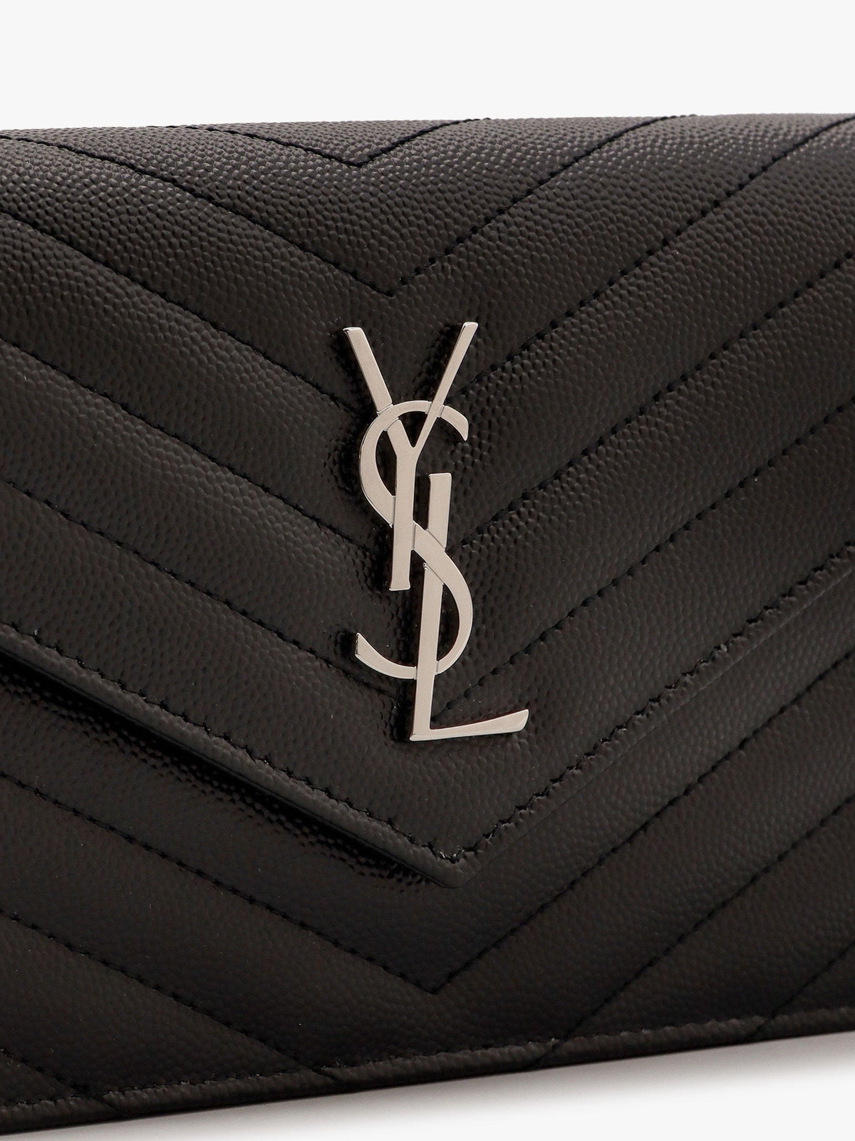 Saint Laurent Cassandre Pochette grain-de-poudre leather crossbody bag - Nero