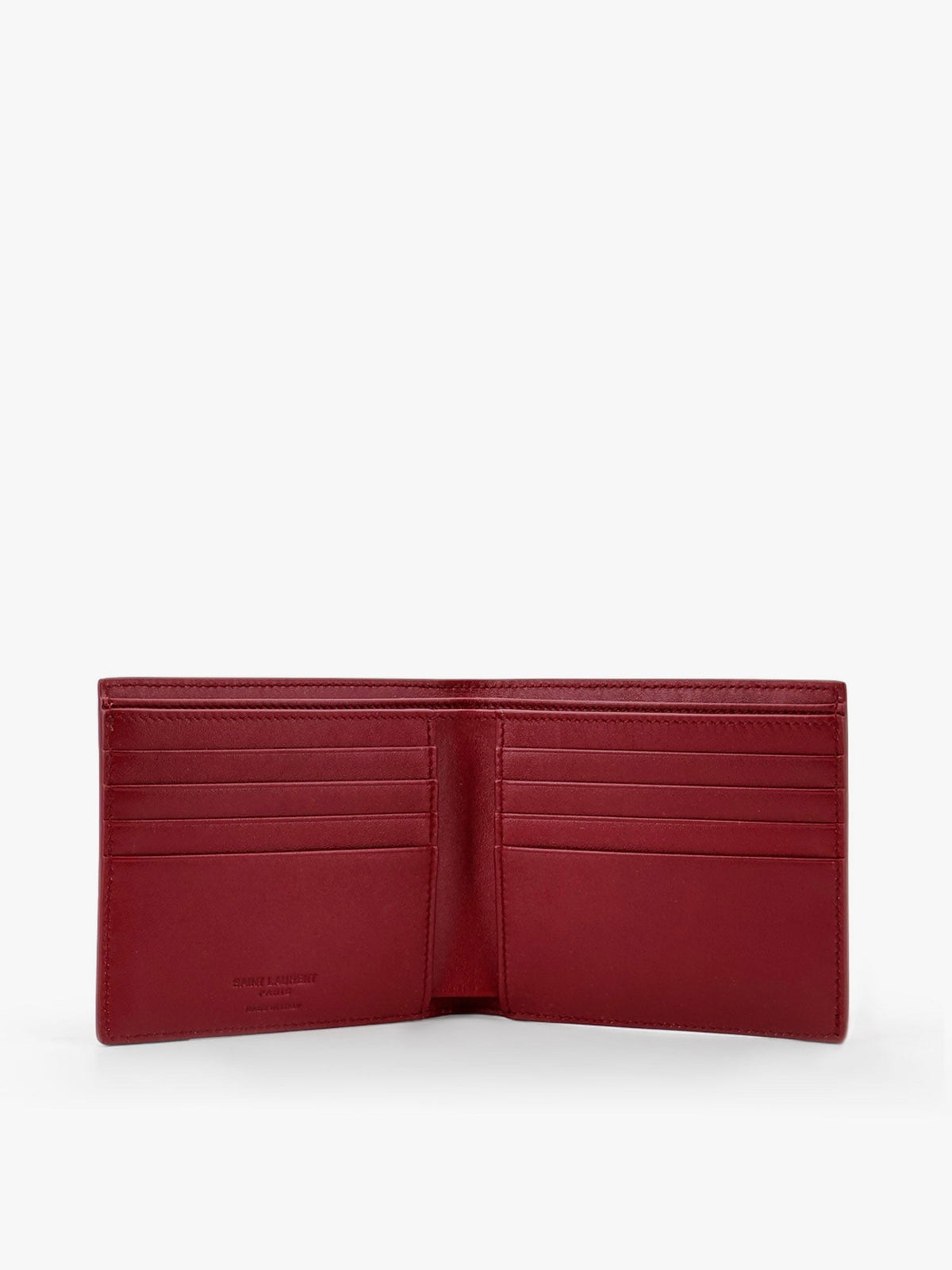 Saint Laurent Patent leather wallet with engraved logo on the front - Rosso