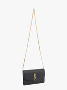 Saint Laurent Leather crossbody bag with metal Cassandre logo - Nero