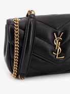 Saint Laurent Loulou Mini leather crosbody bag with chevron stitching - Nero