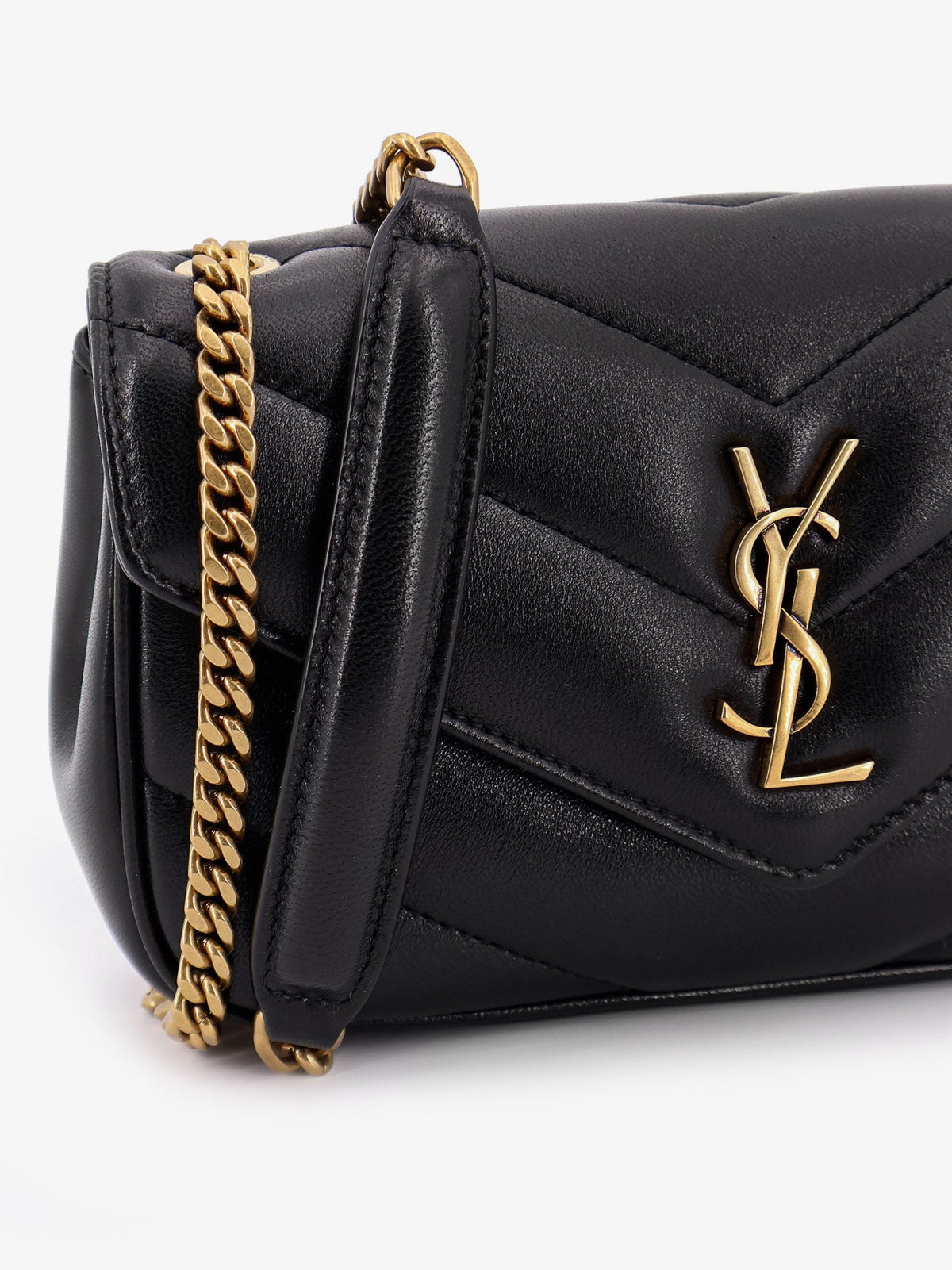 Saint Laurent Loulou Mini leather crosbody bag with chevron stitching - Nero