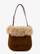 Saint Laurent Suede shoulder bag with shearling profile - Oran Ca Co/Brick/Nat