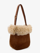 Saint Laurent Suede shoulder bag with shearling profile - Oran Ca Co/Brick/Nat