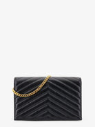 Saint Laurent Leather crossbody bag with metal Cassandre logo - Nero