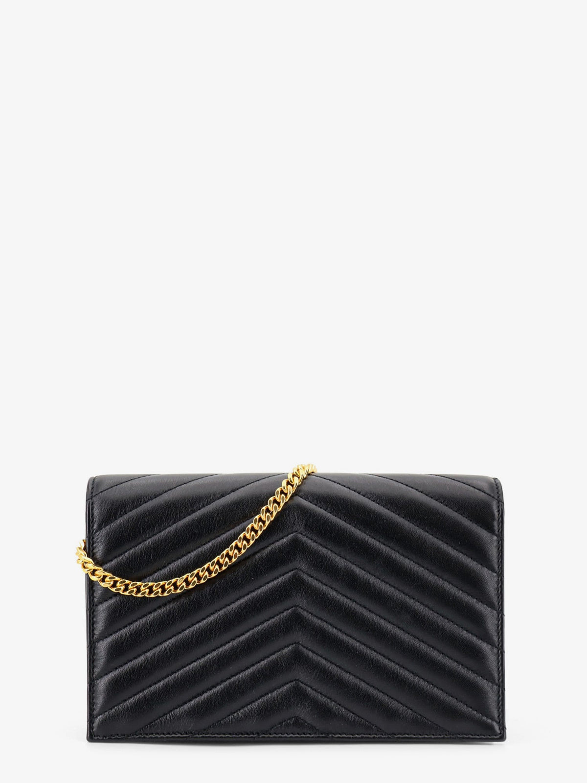 Saint Laurent Leather crossbody bag with metal Cassandre logo - Nero