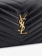 Saint Laurent Leather crossbody bag with metal Cassandre logo - Nero