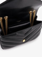 Saint Laurent Loulou leather shoulder bag with metal Cassandre logo - Nero