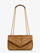 Saint Laurent Loulou leather shoulder bag with metal Cassandre logo - Orangecaramelcogn