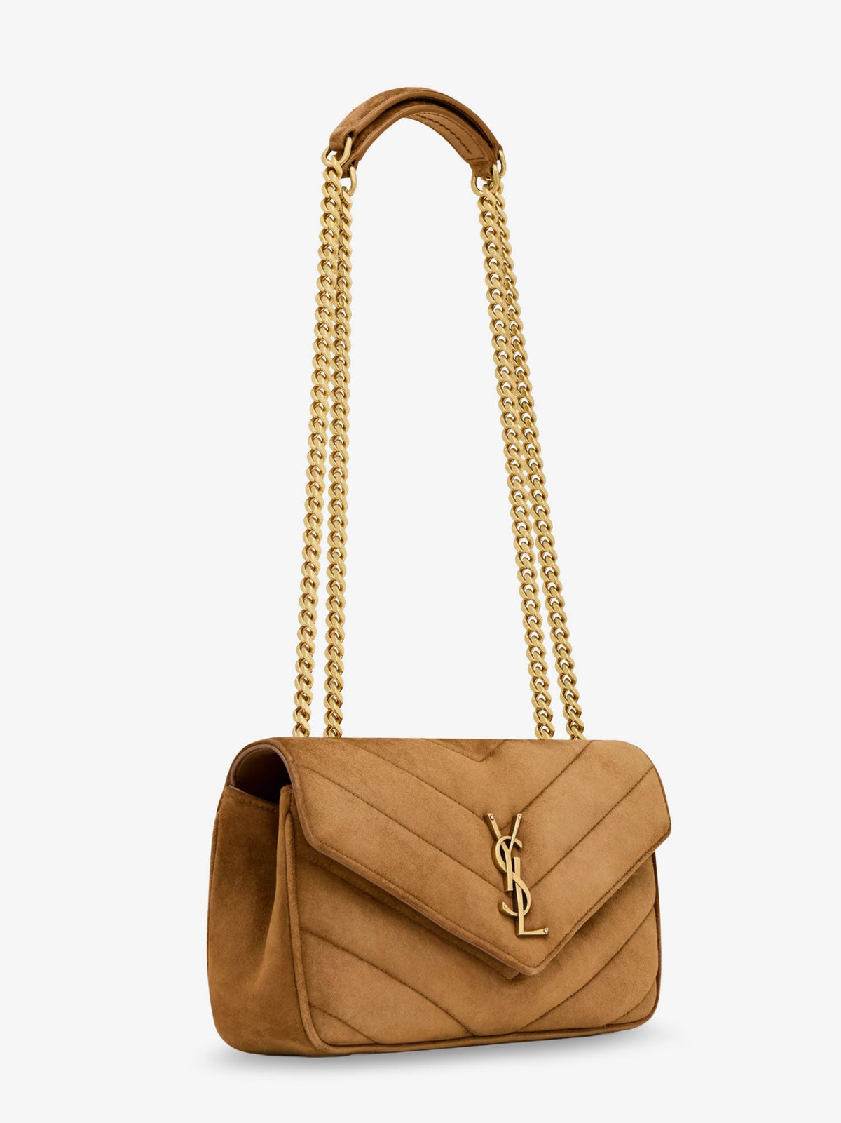 Saint Laurent Loulou leather shoulder bag with metal Cassandre logo - Orangecaramelcogn