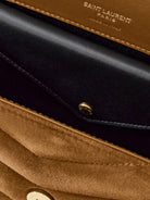Saint Laurent Loulou leather shoulder bag with metal Cassandre logo - Orangecaramelcogn
