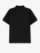 Saint Laurent Piqué cotton polo shirt with Cassandre embroidery - Noir