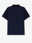 Saint Laurent Piqué cotton polo shirt with Cassandre embroidery - Navy