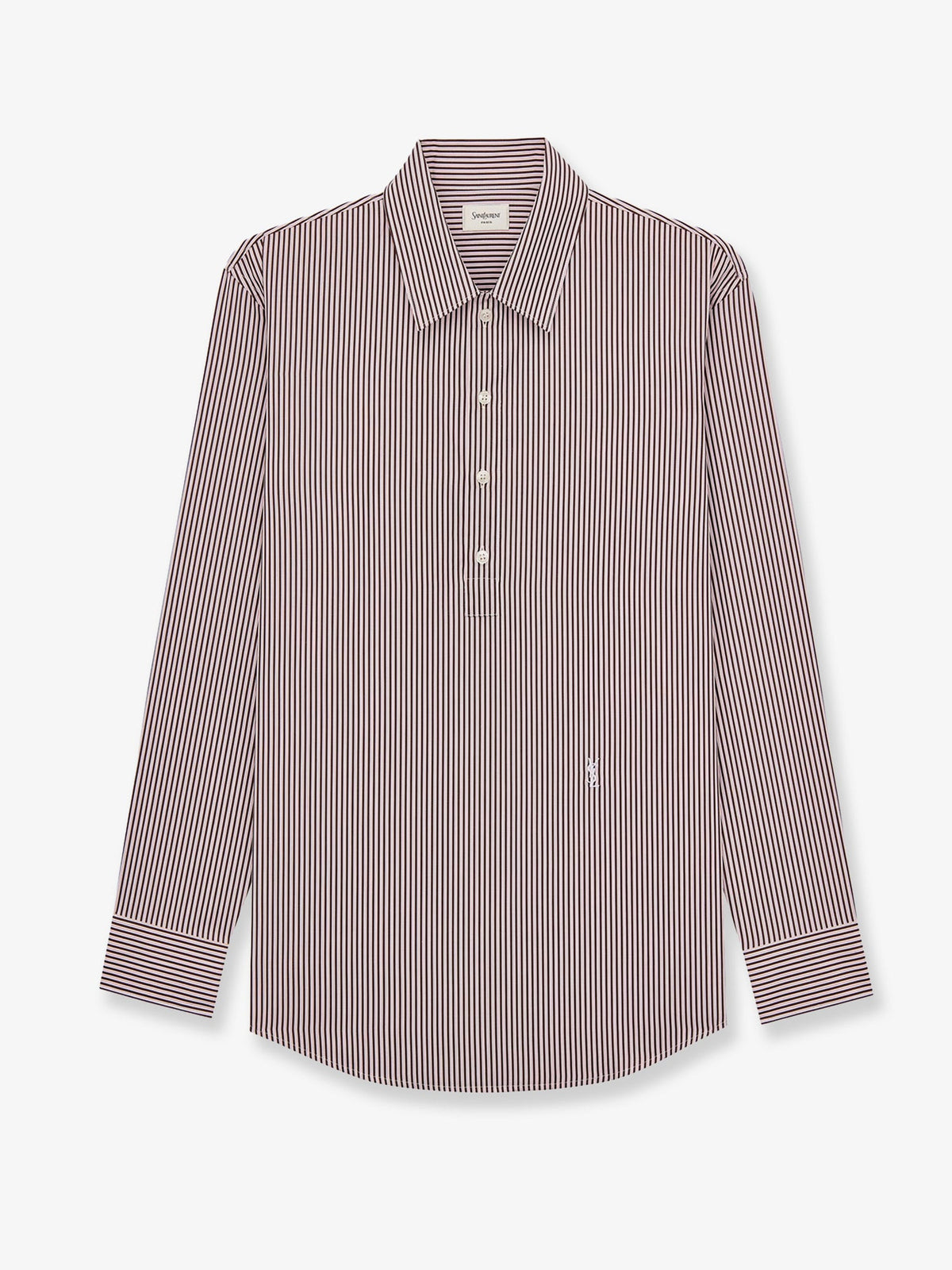 Saint Laurent Cassandre cotton shirt with striped pattern - Craiemarronorange