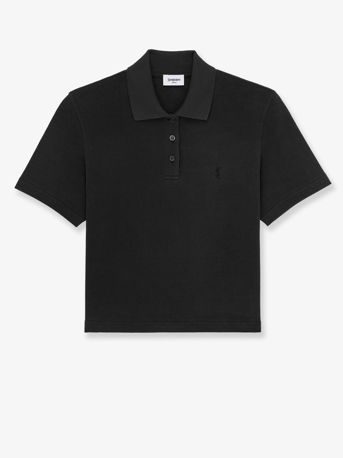 Saint Laurent Cassandre Cotton Piqué Cotton Polo Shirt - Noir