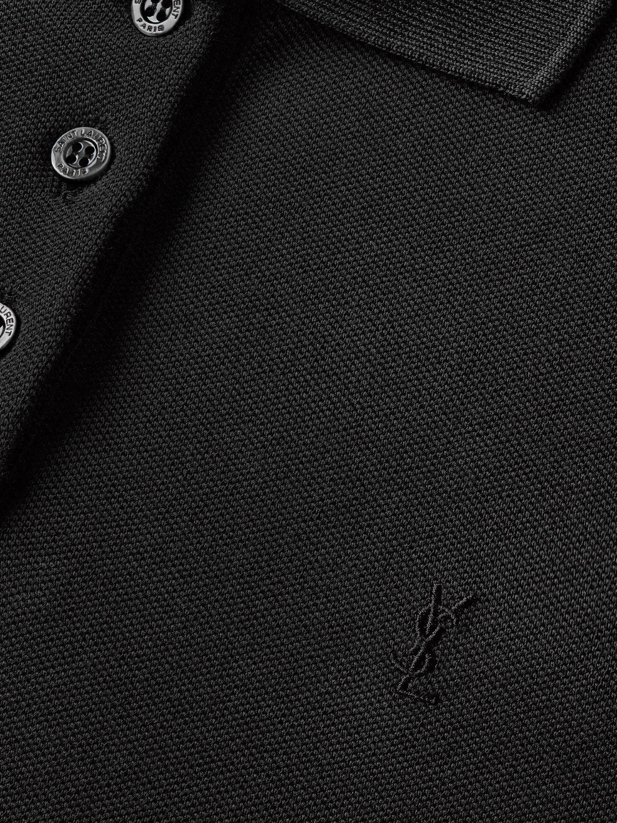 Saint Laurent Cassandre Cotton Piqué Cotton Polo Shirt - Noir