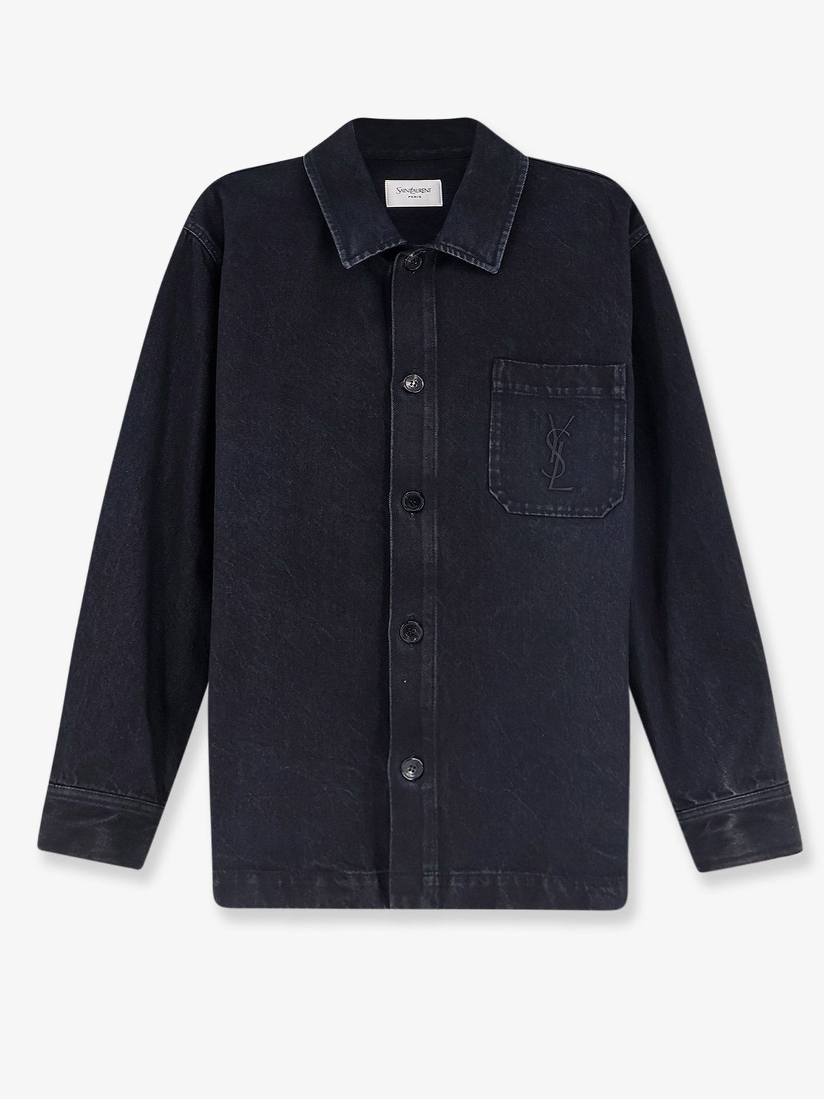 Saint Laurent Cassandre black denim overshirt - Blacksand