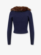 Self-Portrait Cardigan with faux fur profile - Navy