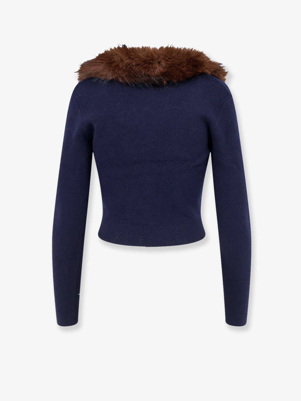 Self-Portrait Cardigan with faux fur profile - Navy