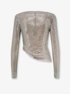 Self-Portrait Mesh top with all-over rhinestones - Grey