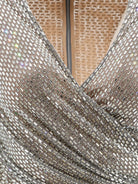 Self-Portrait Mesh top with all-over rhinestones - Grey