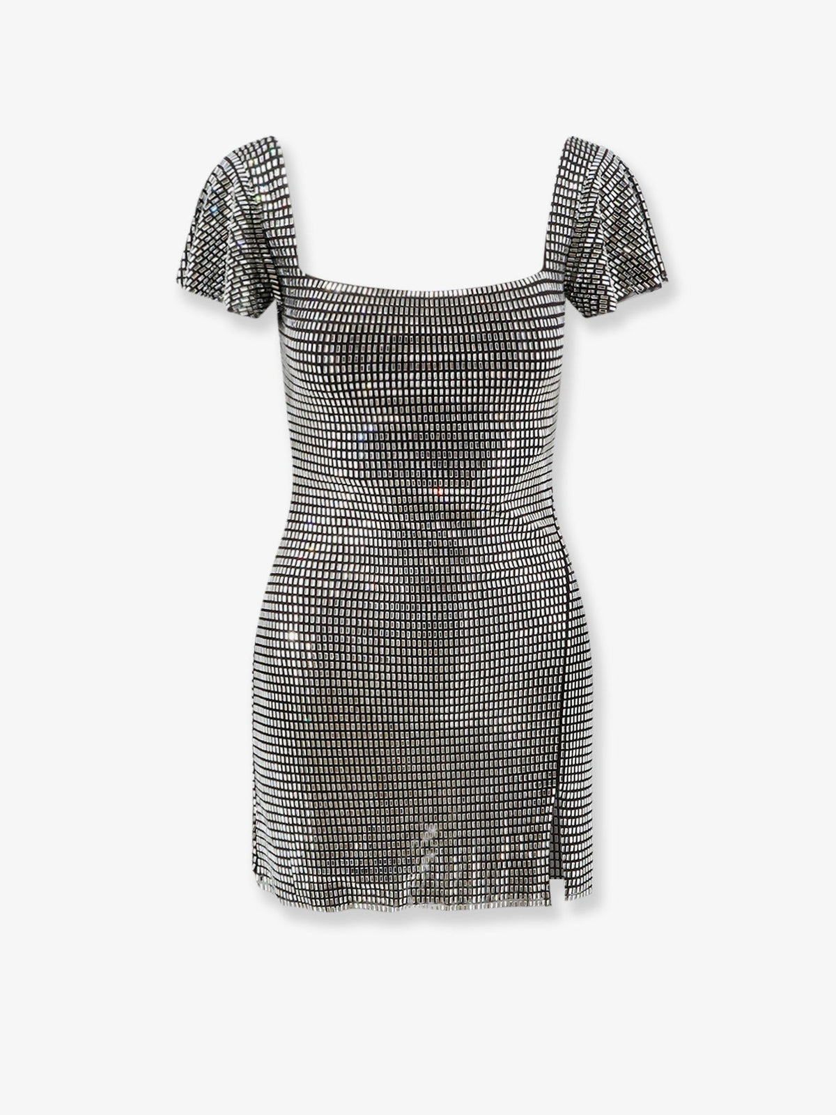 Self-Portrait Short tulle dress with rhinestones - Grey