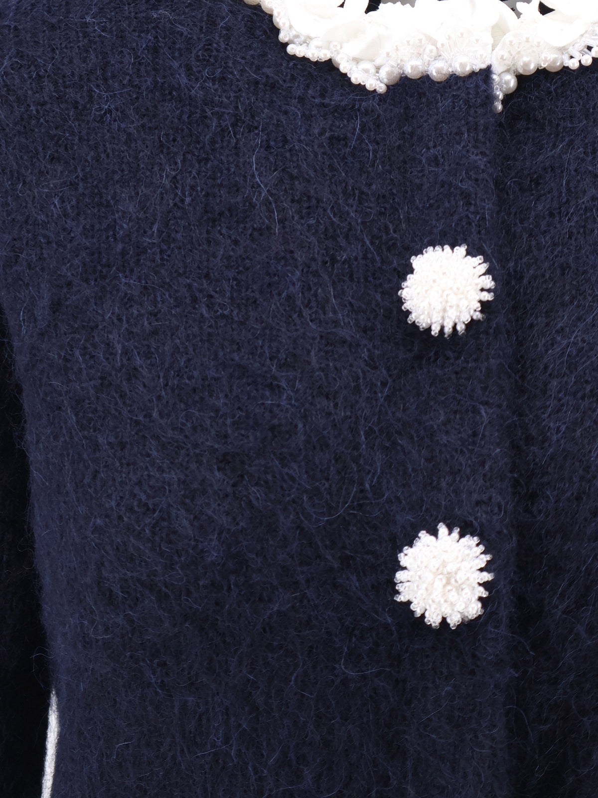 Self-Portrait Cardigan with Flower Pearl buttons - Navy