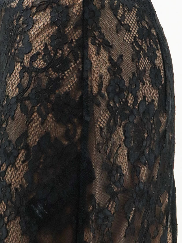 Self-Portrait Lace Midi Skirt - Black
